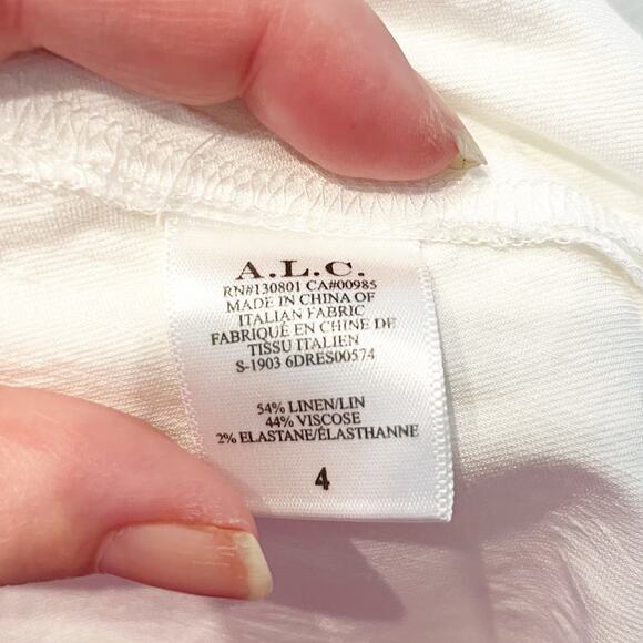 A.L.C Sidelle Linen Blend Wrap Ruffle Sleeve Mini Dress White 4 - Picture 5 of 13